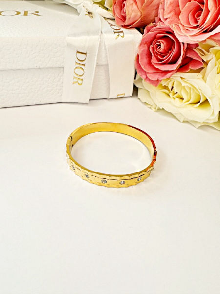 Sztywna,podwójna bransoletka z diamencikami