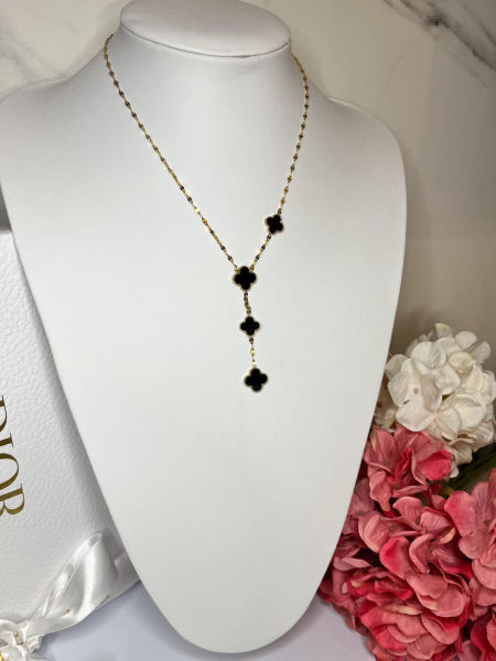 Naszyjnik-czarne,łączone koniczynki