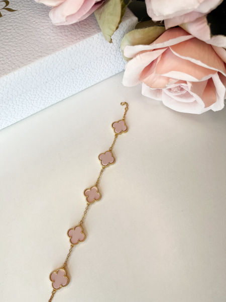 Bransoletka koniczynka-pudrowy róż