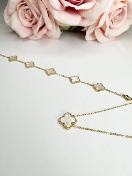 Naszyjnik koniczynka-masa perłowa