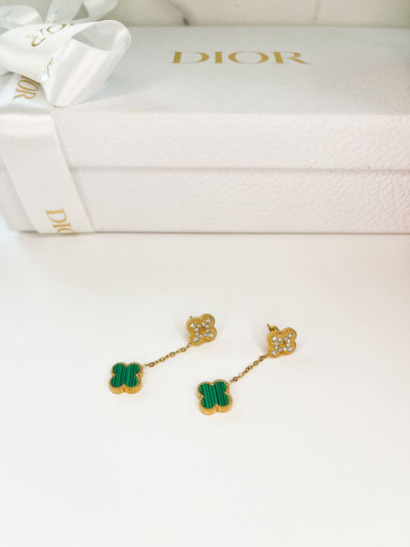 Zielone,wiszące koniczynki z diamencikami