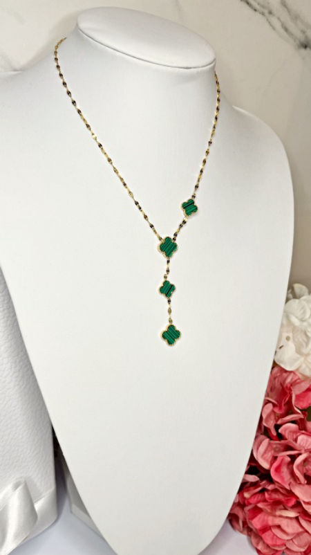 Naszyjnik-zielone,łączone koniczynki