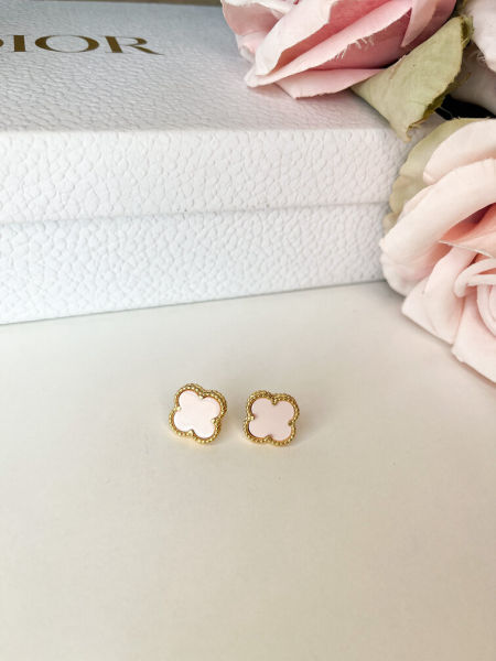 Kolczyki koniczynki-pudrowy róż