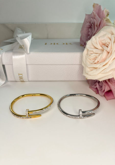 Bransoletka gwóźdź z diamencikami-złota