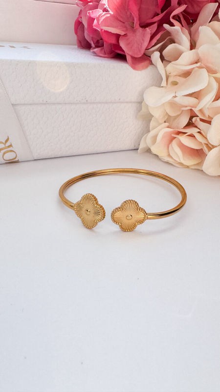 Sztywna bransoletka-złoty kwiat