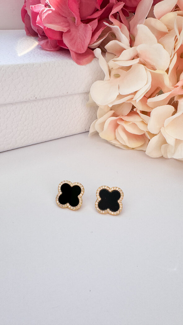 Klipsy-czarne koniczynki zdjęcie 2